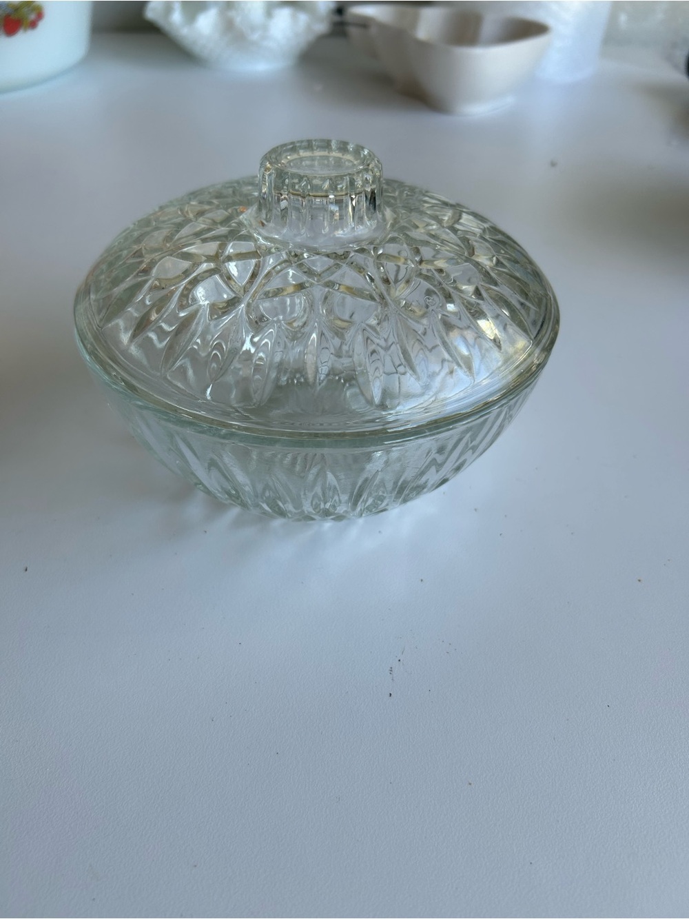 Vintage Pasari clear pressed glass candy bowl